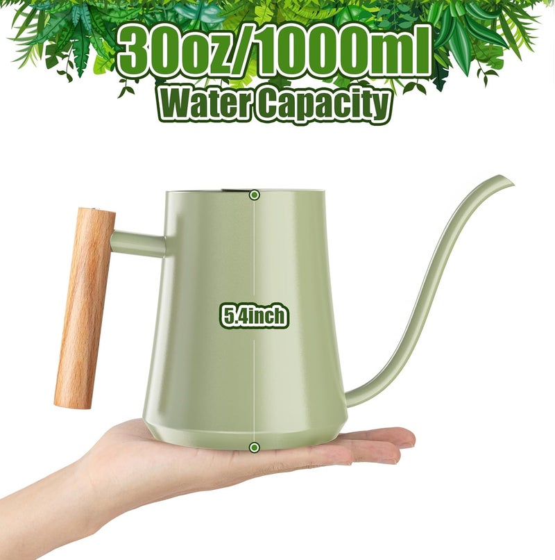 Green Moon Watering Can Indoor Plants 35oz Sage Green Water Can Indoor Metal Small Water Can Pot with Long Spout for House Bonsai Plants Garden Flower Decorative - Image 2